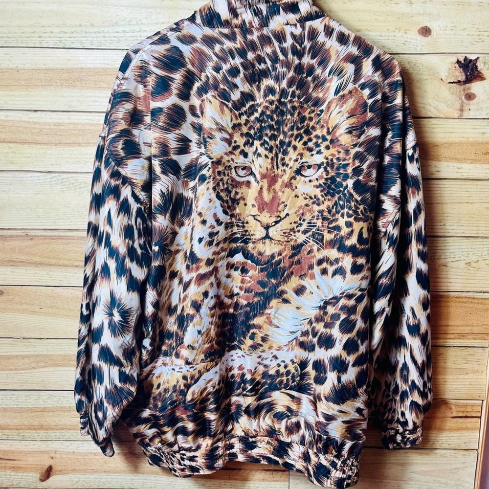 FUDA Int'l Women's Silk Vintage Leopard Bomber Jacket Size XXL - Picture 2 of 14
